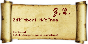 Zámbori Mínea névjegykártya